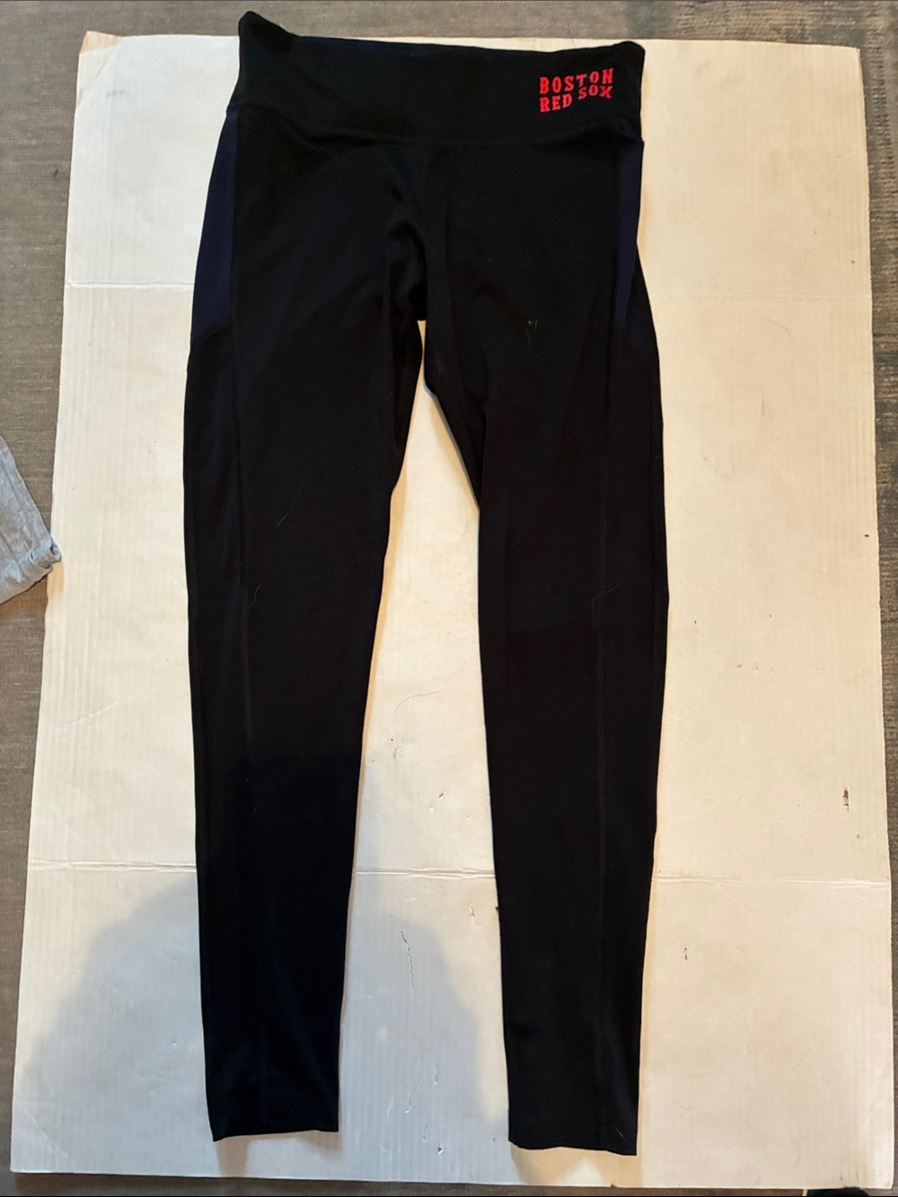 Teens Pink Black Athletic Leggings with Red Sox Logo and Pink Logo Size S/P
